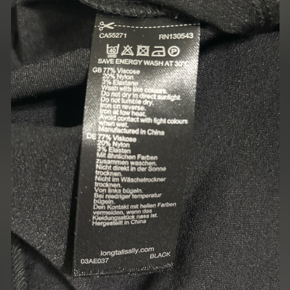 Long Tall Sally Allegro Straight Leg Trousers Tall Black 14 - Picture 5 of 5